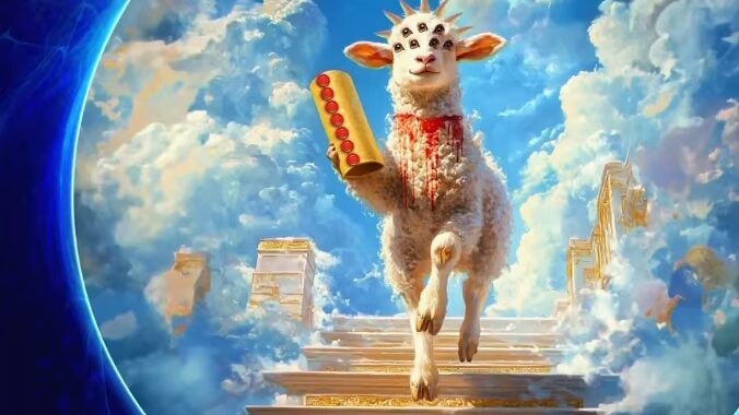 A surreal animated lamb from a free 24/7 channel in the bottom-right tile.